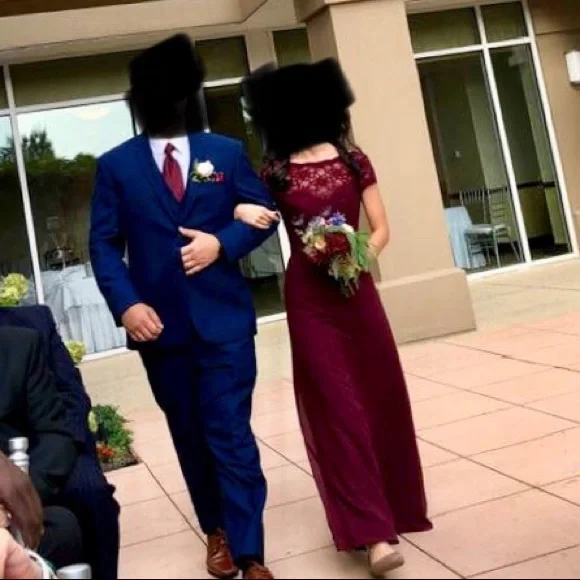 Mori Lee #101 Burgundy Eggplant Bridesmaid’s Dress - Picture 2 of 3